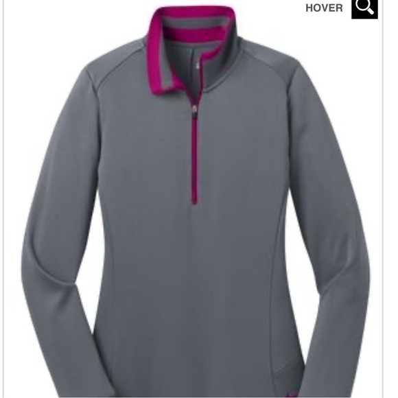 NIKE GOLF LADIES DRI-FIT 1/2-ZIP COVER-UP dark grey/ fuschia Medium - Picture 5 of 10